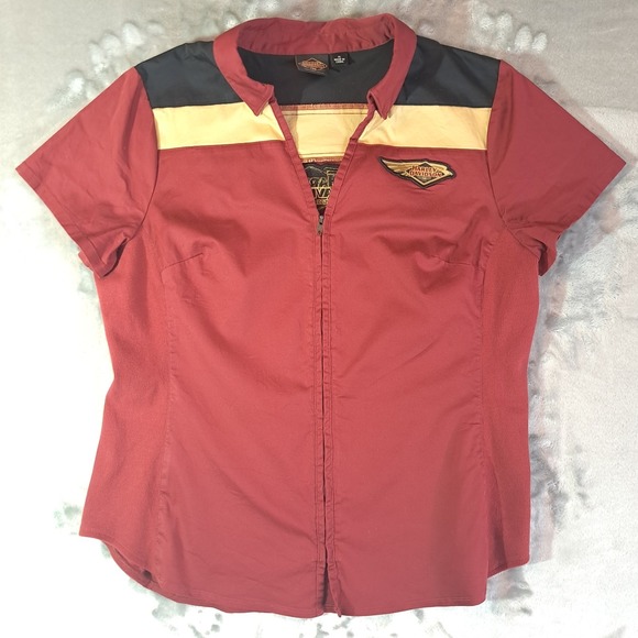 Harley-Davidson Tops - Harley Davidson 120th Anniversary Elemental Zip Front Shirt Top Women's Size XL